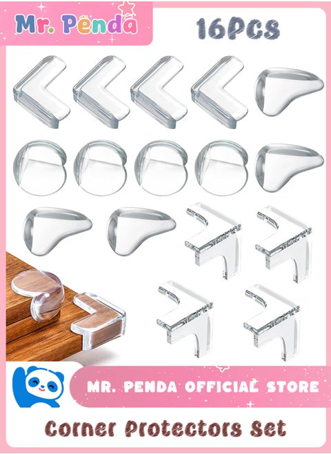 16 PCS Corner Protectors Guards, Furniture Corner Guard, Transparent Corner Guards for to Cover Sharp Furniture, Table Edges, Cupboard, Stool Corners and Protection of Children's Safety