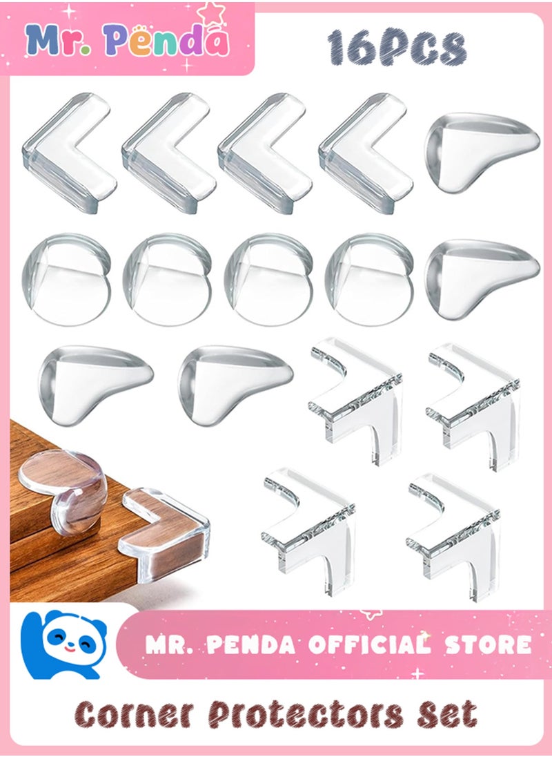 16 PCS Corner Protectors Guards, Furniture Corner Guard, Transparent Corner Guards for to Cover Sharp Furniture, Table Edges, Cupboard, Stool Corners and Protection of Children's Safety