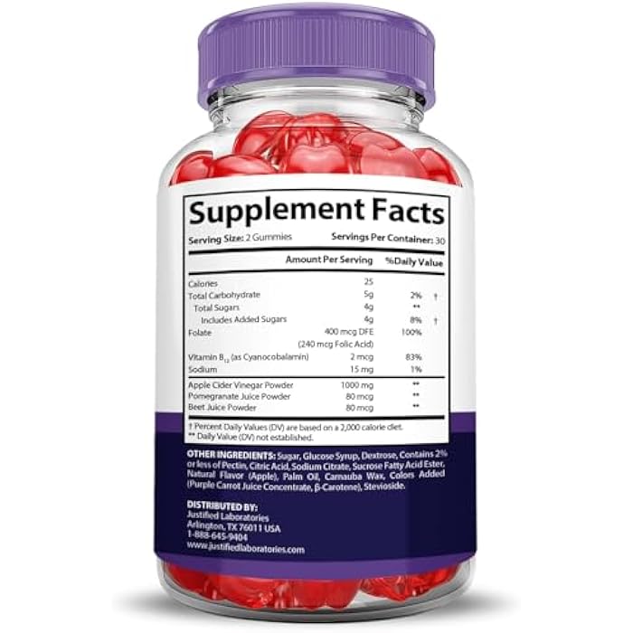 Justified Laboratories Bio Lyfe Keto ACV Gummies Advanced Formula 1000MG Biolyfe Keto Gummies Apple Cider Vinegar Formulated with Pomegranate Beet Juice Powder B12 Vegan Non GMO 60 Gummys - Image 2