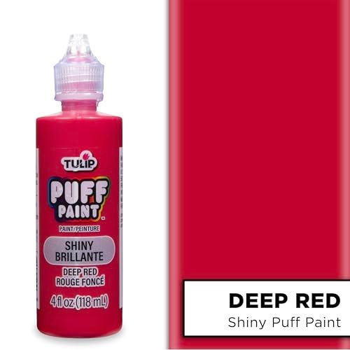 Tulip Puff Fabric Paint , Permanent Craft Paint for Clothes, DIY Projects, Notoxic, 4 fl oz 3-Pack, Shiny Deep Red - Image 4