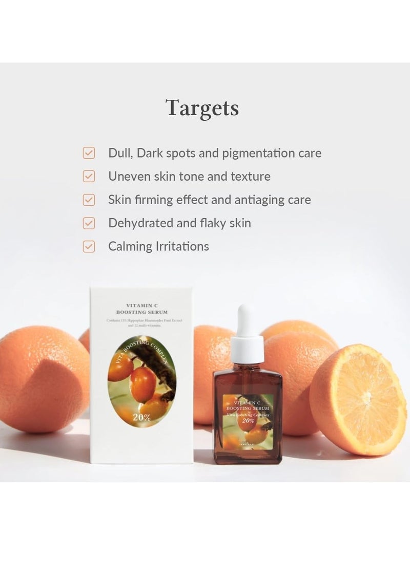 Generic - Vitamin C Boosting Serum for Face, Anti Aging and Skin Brightening Serum, 20% Vita Boosting Complex, 8 dIfferenct Hyaluronic Acid, Facial Serum for Dark Spots, Fine Lines, Uneven Skin Tone 30ml - Image 1