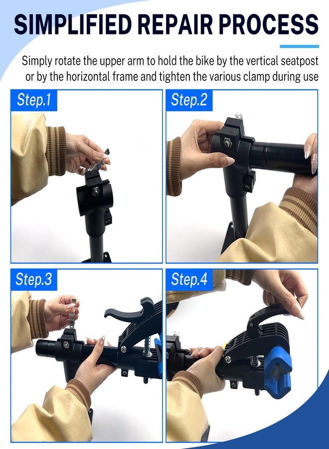 NATGAI Bike Repair Stand, Bench Mount Bike Repair Stand Bicycle Maintenance Rack Workstand, Adjustable Removable Home Bicycle Maintenance Stand for Road Mountain Bikes - Image 5