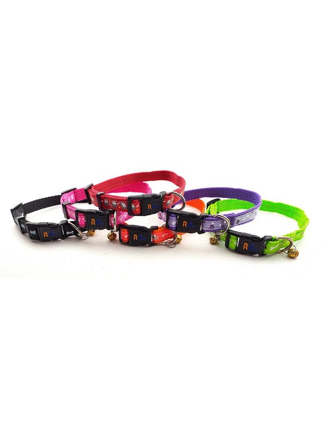 Imported Nylon Pets Collar With Bells Adjustable Length Puppy Collar Printed Sot Nylon Collar Printed For Puppy And Small Dog Print May Vary (Purple) - Image 3