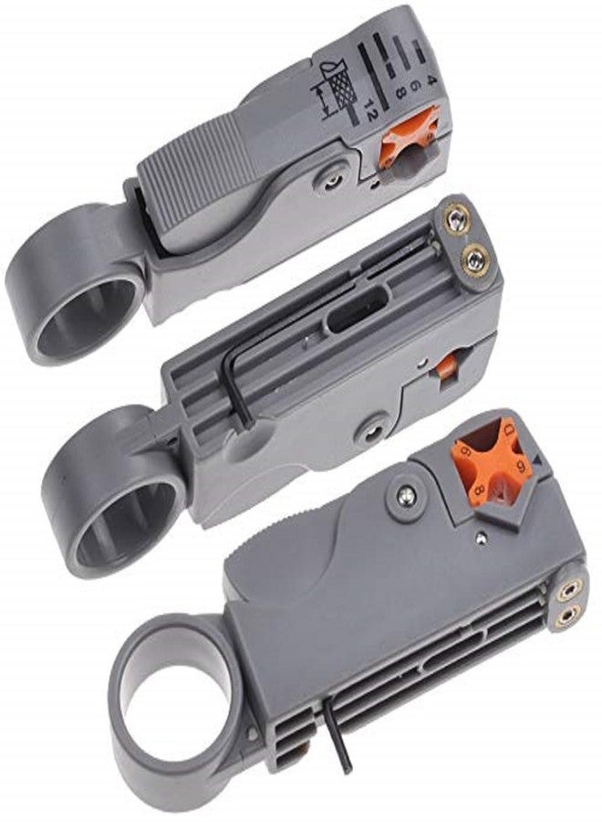 MX Rotary Coaxial Cable Stripper Cutter Tool for RG-58 RG-59 RG-62 RG-6-2 Blades Coax Cable Stripping Tool Wire Stripper Crimping Tool Kit for Coaxial Cables TV Satellite Networking - Image 3