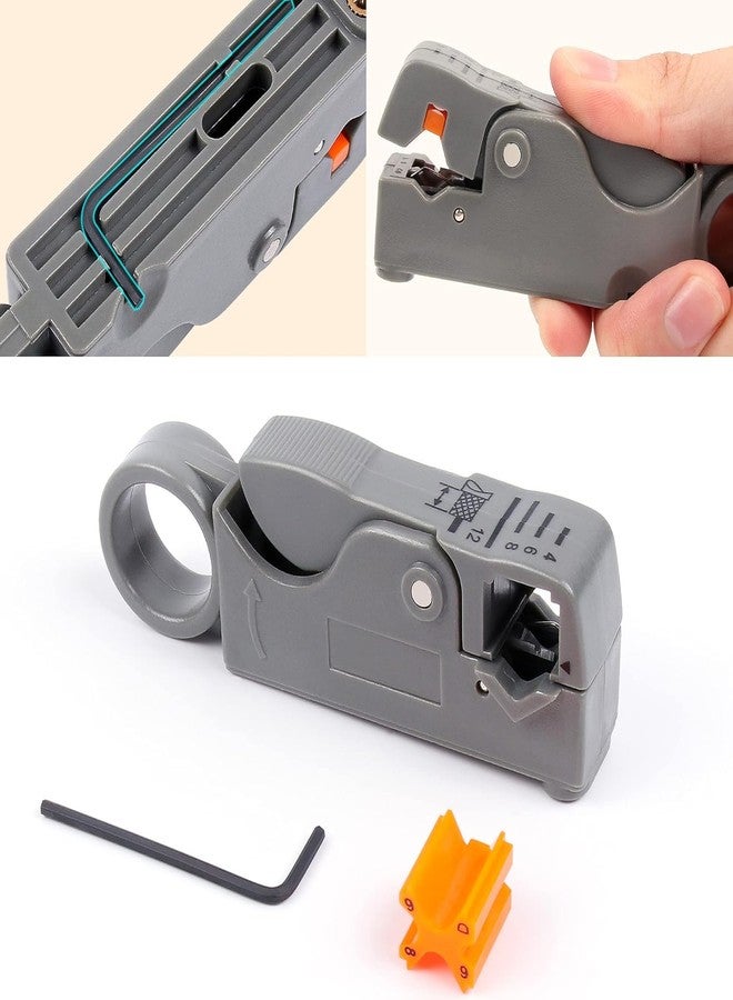 MX Rotary Coaxial Cable Stripper Cutter Tool for RG-58 RG-59 RG-62 RG-6-2 Blades Coax Cable Stripping Tool Wire Stripper Crimping Tool Kit for Coaxial Cables TV Satellite Networking - Image 4