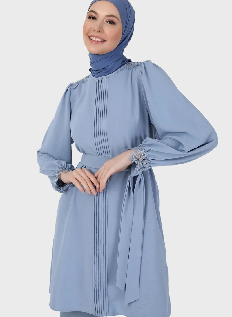 Refka by modanisa Puff Sleeve Belted Tunic