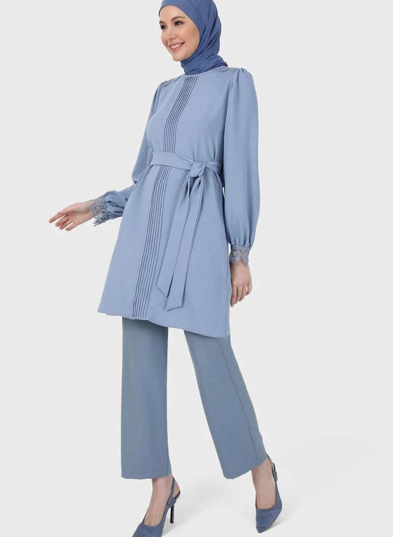 Refka by modanisa Puff Sleeve Belted Tunic