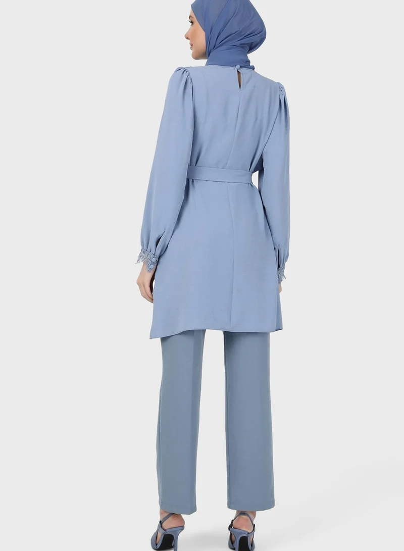 Refka by modanisa Puff Sleeve Belted Tunic