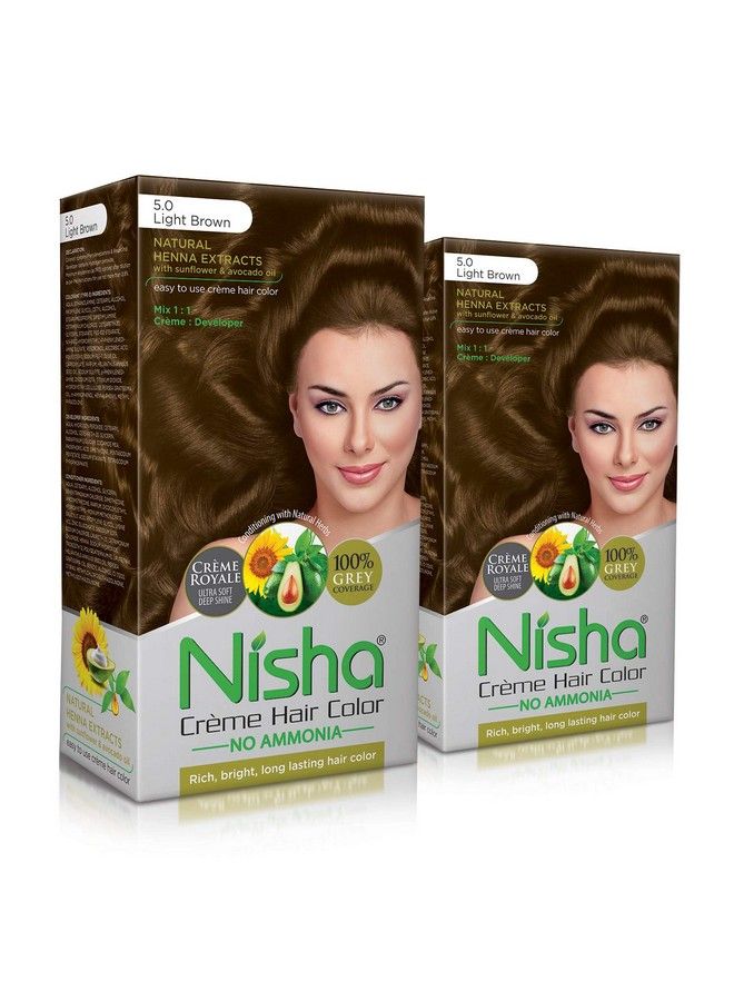 Nisha Crème Hair Color 5 Light Brown 60Ml + 60Gm (Pack Of 2) … - Image 2