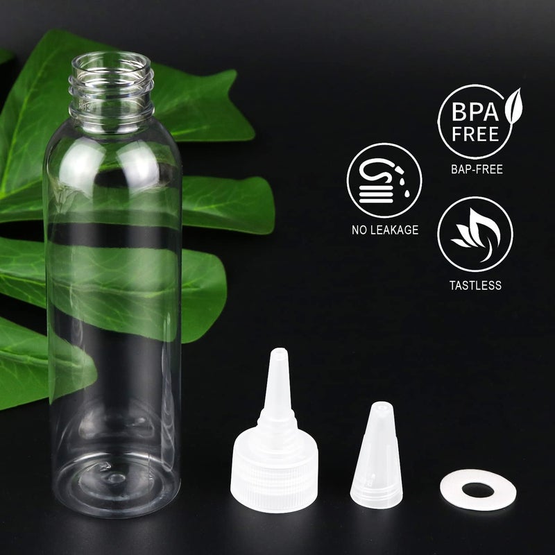 Trendbox 4oz clear Plastic Bottles Applicator with Twist Top Cap BPA-Free for Hair Oils and Liquids 6 Pack with 6pcs Labels - Image 4