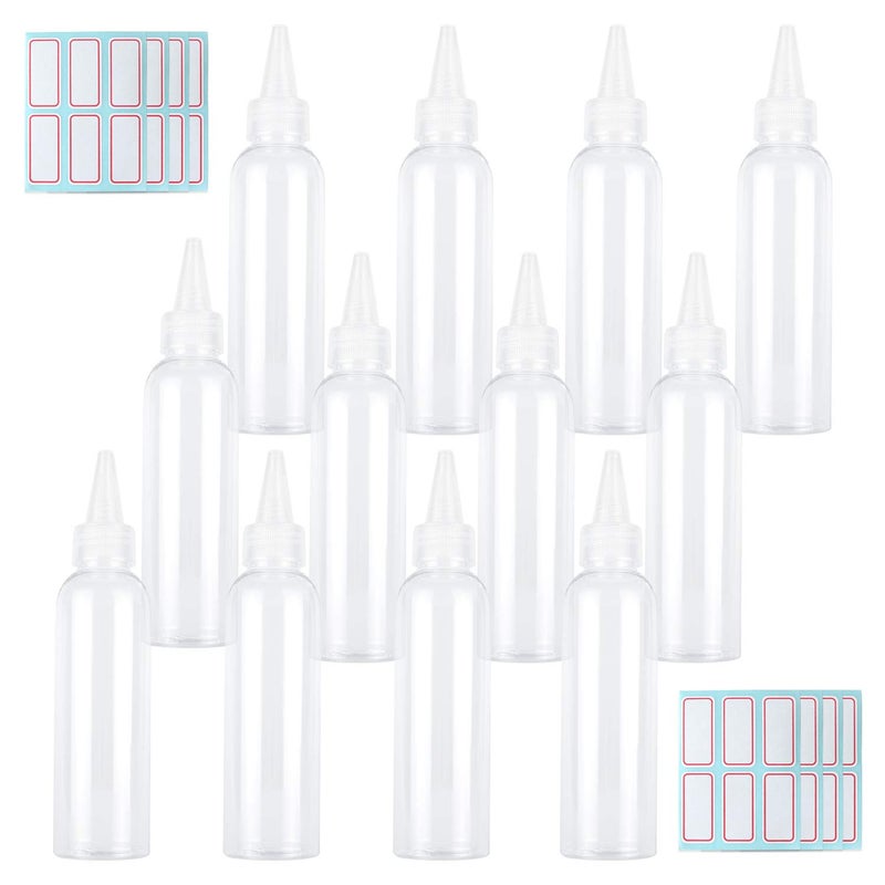 Trendbox 4oz clear Plastic Bottles Applicator with Twist Top Cap BPA-Free for Hair Oils and Liquids 6 Pack with 6pcs Labels - Image 1