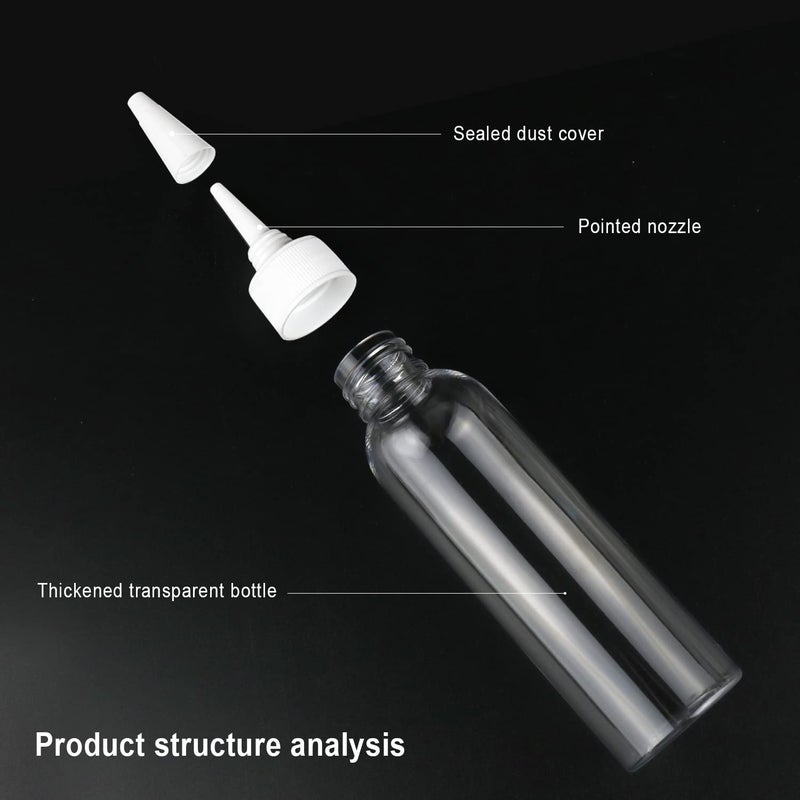 Trendbox 4oz clear Plastic Bottles Applicator with Twist Top Cap BPA-Free for Hair Oils and Liquids 6 Pack with 6pcs Labels - Image 2