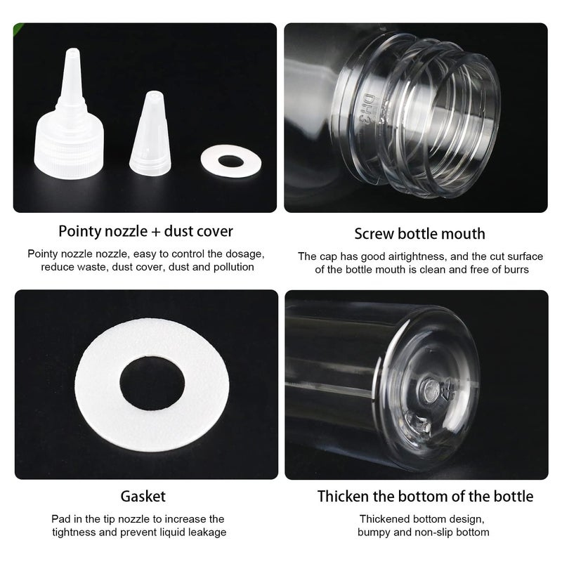 Trendbox 4oz clear Plastic Bottles Applicator with Twist Top Cap BPA-Free for Hair Oils and Liquids 6 Pack with 6pcs Labels - Image 3