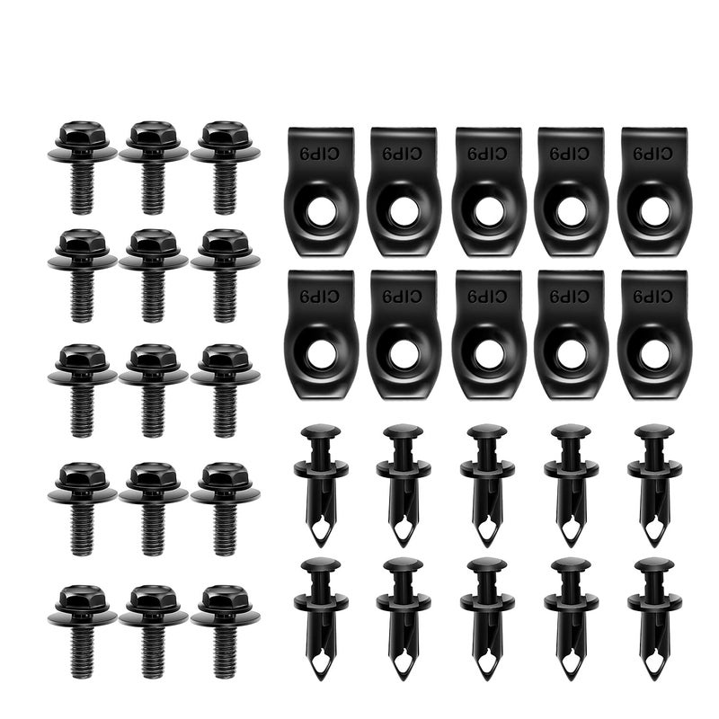GOOACC GRC-70 35PCS درع حماية تحت المحرك واقي غطاء جسم براغي بومبر بطانة فندر مشبك مثبت ريفيت كليبس ، أسود - Image 1
