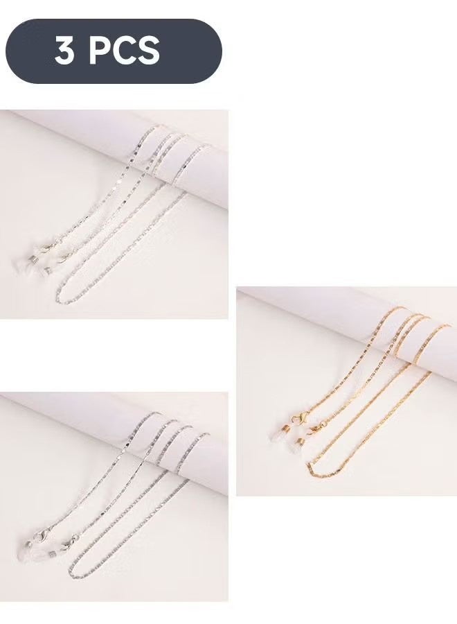 واي جيه سلاسل نظارات مكونة من 3 قطع بمشابك، حزام حامل نظارات، سلسلة معدنية للنظارات، حبل قابل للتعديل لتعليق الكمامة - Image 1