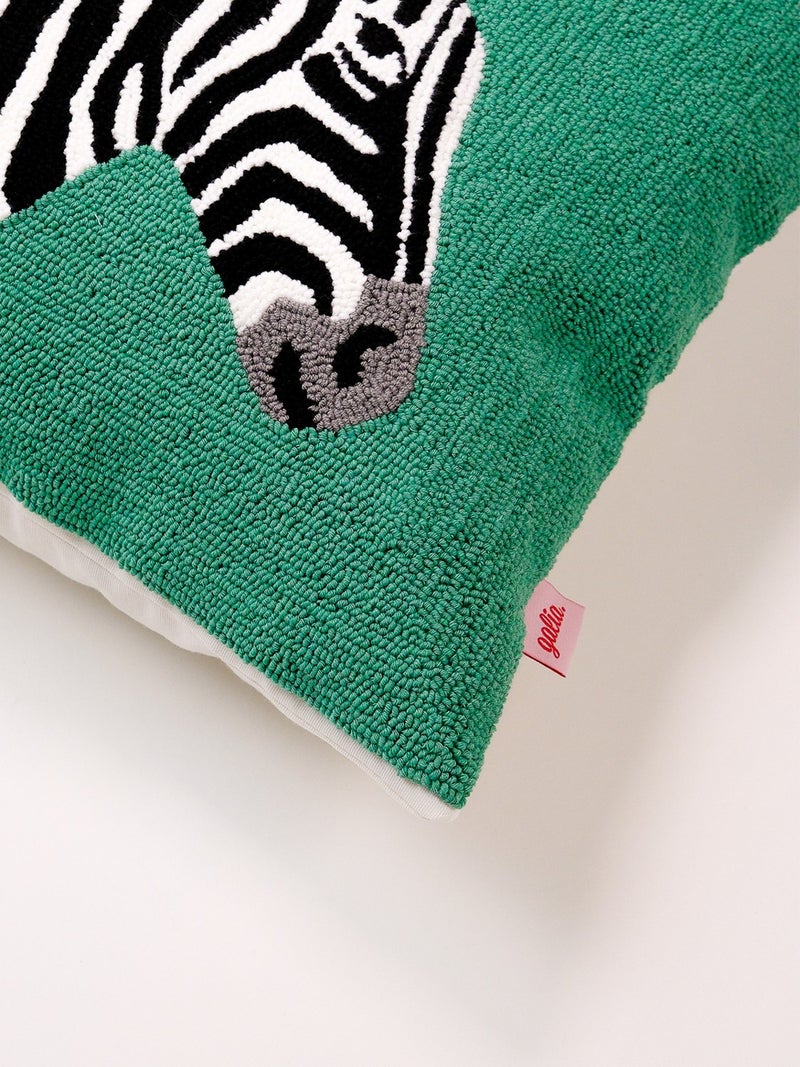 Galia Tasarım Galia Design Special Design Zebra Figured Punch Cushion Cover / Green  - Image 5