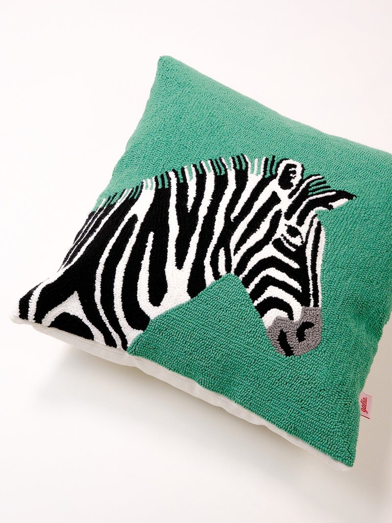 Galia Tasarım Galia Design Special Design Zebra Figured Punch Cushion Cover / Green  - Image 3
