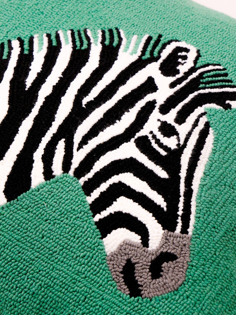 Galia Tasarım Galia Design Special Design Zebra Figured Punch Cushion Cover / Green  - Image 4