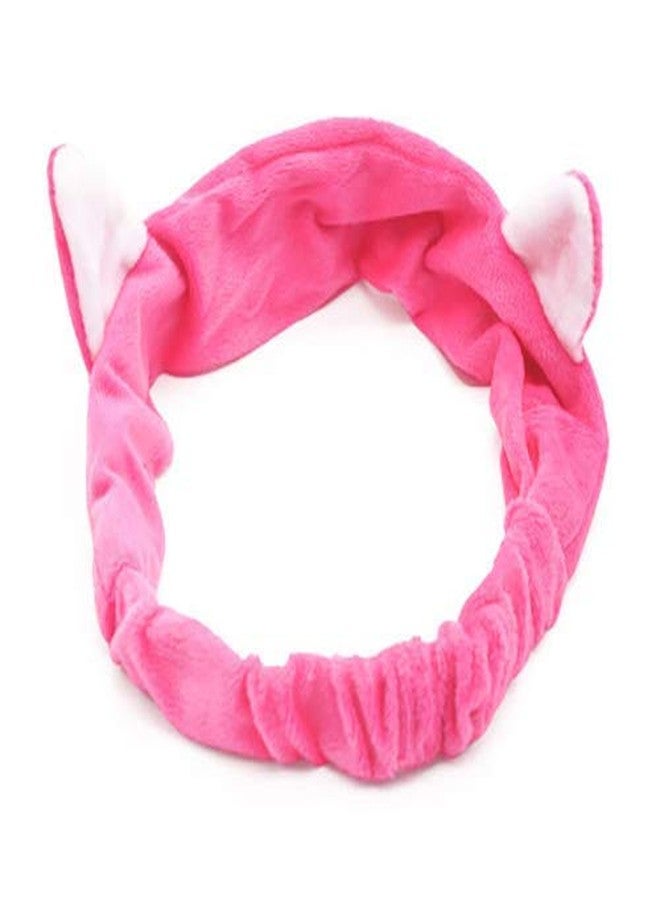 Gugzy Cat Ear Make Up Face Washing Shower Mask Hairband, Snood Headband (Rose Pink) - Image 1