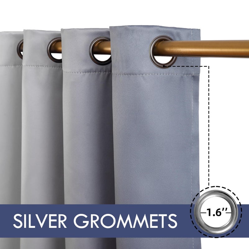 weesire Ombre Blackout Curtains for Bedroom Living Room 2 Panels 100% Blackout Light Blue Grey Gradient Curtains, 52x84 Inches - Image 5