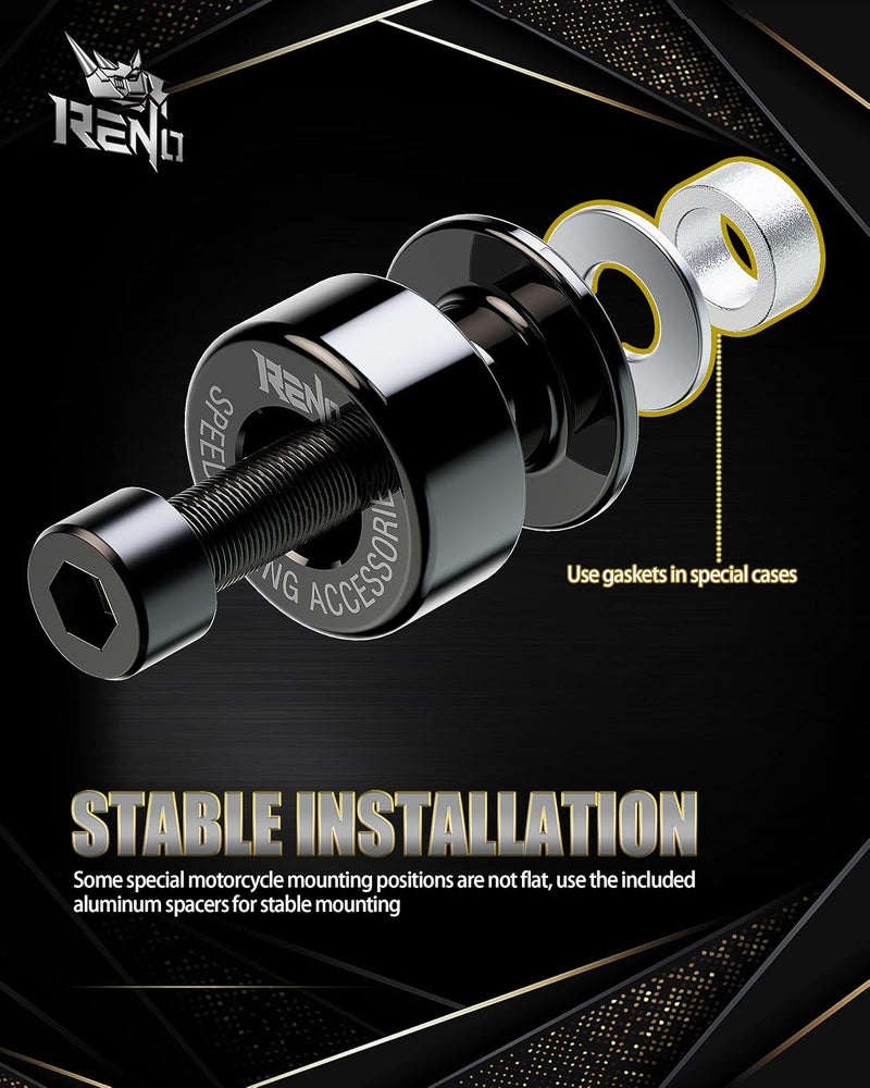 RENO SP1-M10/125 Aluminum Motorcycle Swingarm Spools Slider (Black, 2 Pcs) - Image 4