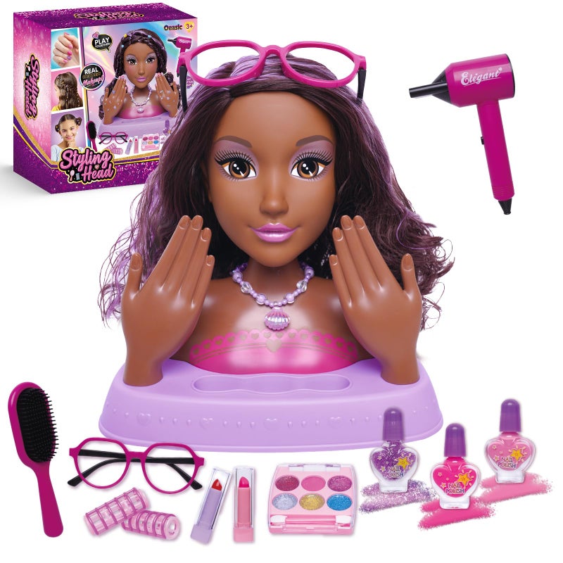 Oeasic Hair Styling Doll Head 105inch with Real Washable Makeup Nail Polish 20 Accessories Pretend Play Hair Salon Toy Makeup Kit for KidsChristmas Birthday Gifts for Girls Ages 3 4 5 6 7 8 9 10 - Image 3