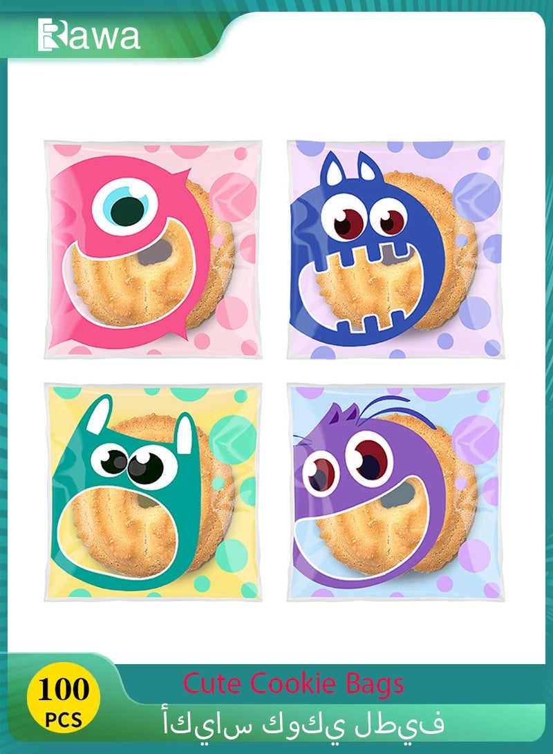 روعة 100 قطعة أكياس ملفات تعريف الارتباط لطيفة ذاتية الختم ، أكياس وجبات خفيفة ذاتية اللصق مقاس 7 × 7 سم ، أكياس هدايا من السيلوفان المسطحة لحفلات الأطفال ، أكياس حلوى الزفاف ، أكياس الحلوى ، أكياس التخزين ، أكياس تغليف وتخزين المواد الغذائية الشفافة ، (متعددة الأنماط ، صديقة للبيئة) - Image 1