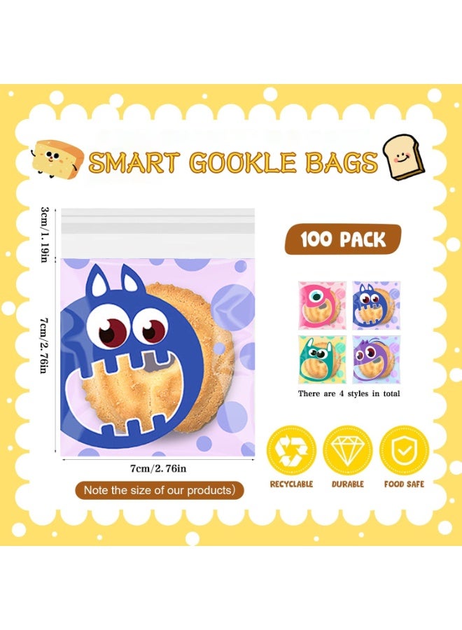 روعة 100 قطعة أكياس ملفات تعريف الارتباط لطيفة ذاتية الختم ، أكياس وجبات خفيفة ذاتية اللصق مقاس 7 × 7 سم ، أكياس هدايا من السيلوفان المسطحة لحفلات الأطفال ، أكياس حلوى الزفاف ، أكياس الحلوى ، أكياس التخزين ، أكياس تغليف وتخزين المواد الغذائية الشفافة ، (متعددة الأنماط ، صديقة للبيئة) - Image 2
