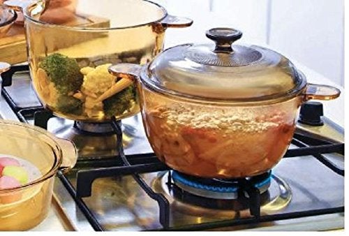 VISIONS 3.5 Litre Pyroceram Glass Stockpot with Glass Cover, Brown - Image 2