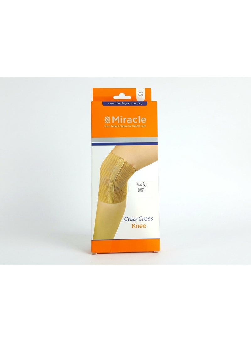 Miracle Criss Cross Knee Support Brace (Code 0023) - Size Small | Breathable Elastic Knee Sleeve - Image 1
