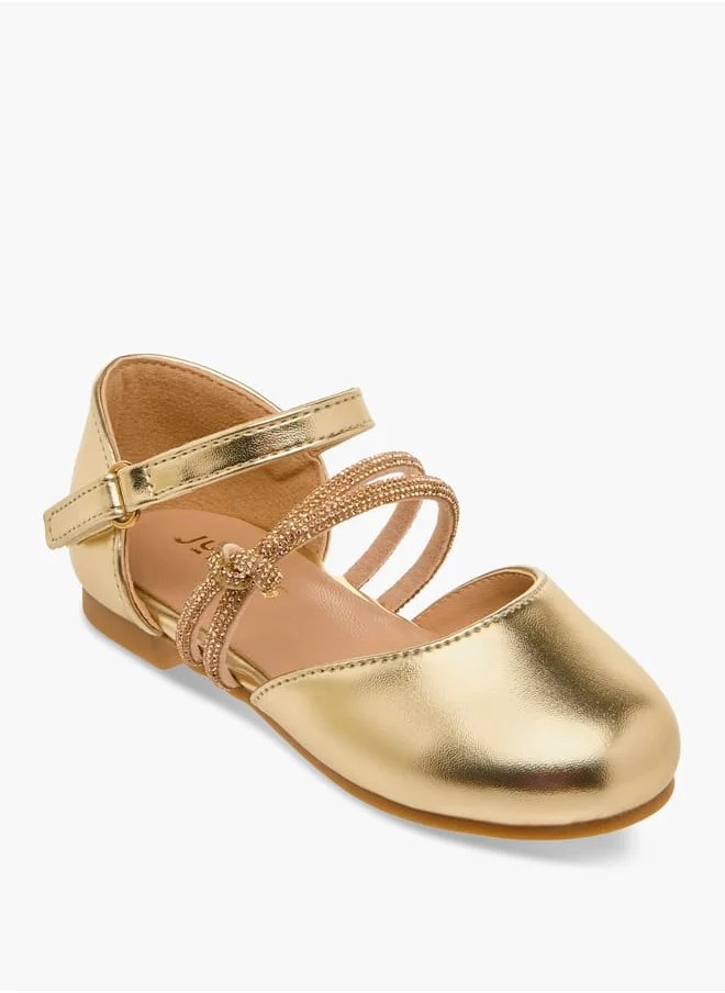 جونيورز Girls Embellished Ballerina Shoes with Hook and Loop Closure Ramadan Collection