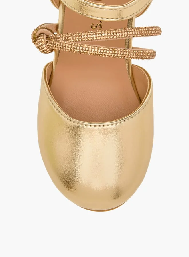 JUNIORS Girls Embellished Ballerina Shoes with Hook and Loop Closure