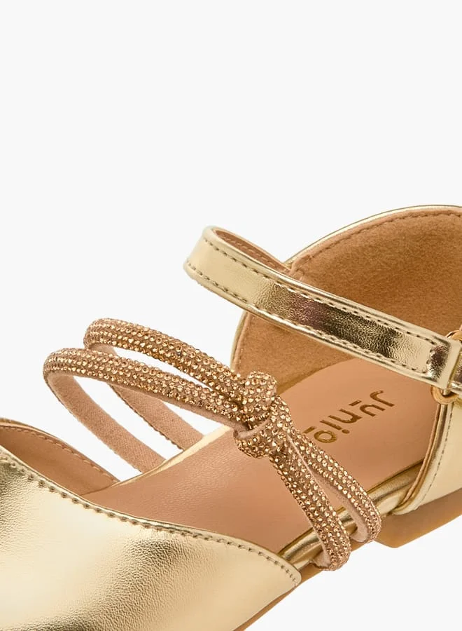 JUNIORS Girls Embellished Ballerina Shoes with Hook and Loop Closure