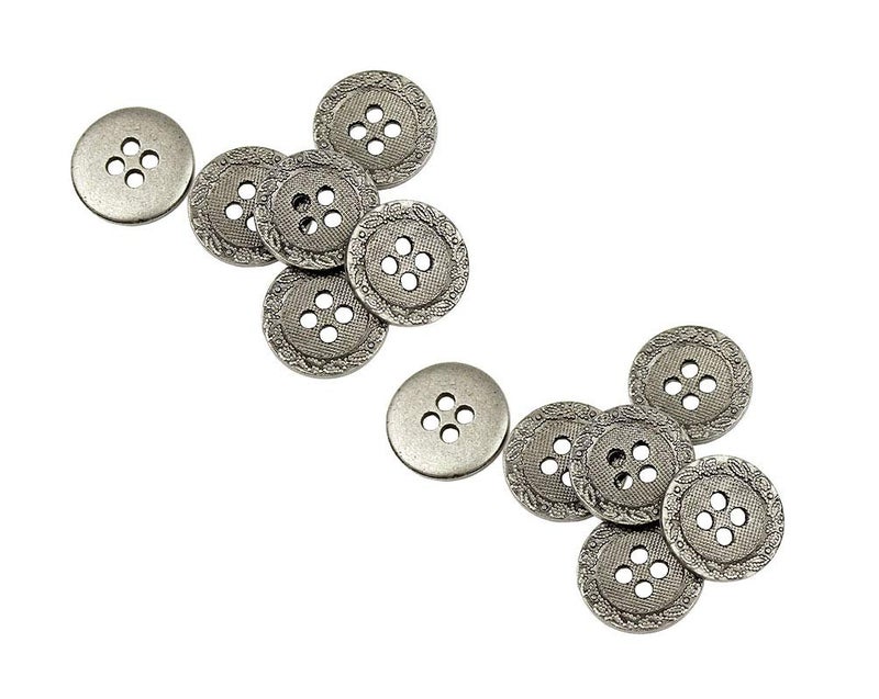 RECHERE 12 PCS Vintage Floral Rim Flat Metal Buttons 4Hole Craft for DIYS Sewing Embellishment Antique Silver21mm