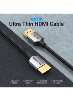 فينشن فينشن كابل HDMI رفيع للغاية من VENTION من ذكر إلى ذكر عالي الدقة بطول 3 أمتار من نوع سبائك الألومنيوم باللون الرمادي  - Image 4