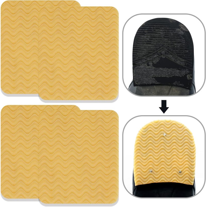 Beautulip Shoe Repair Rubber Heels, Adhesive Anti Slip Pads for Shoes, Noise Reduction Sole Stick Protector for Worn Heels (Yellow) 