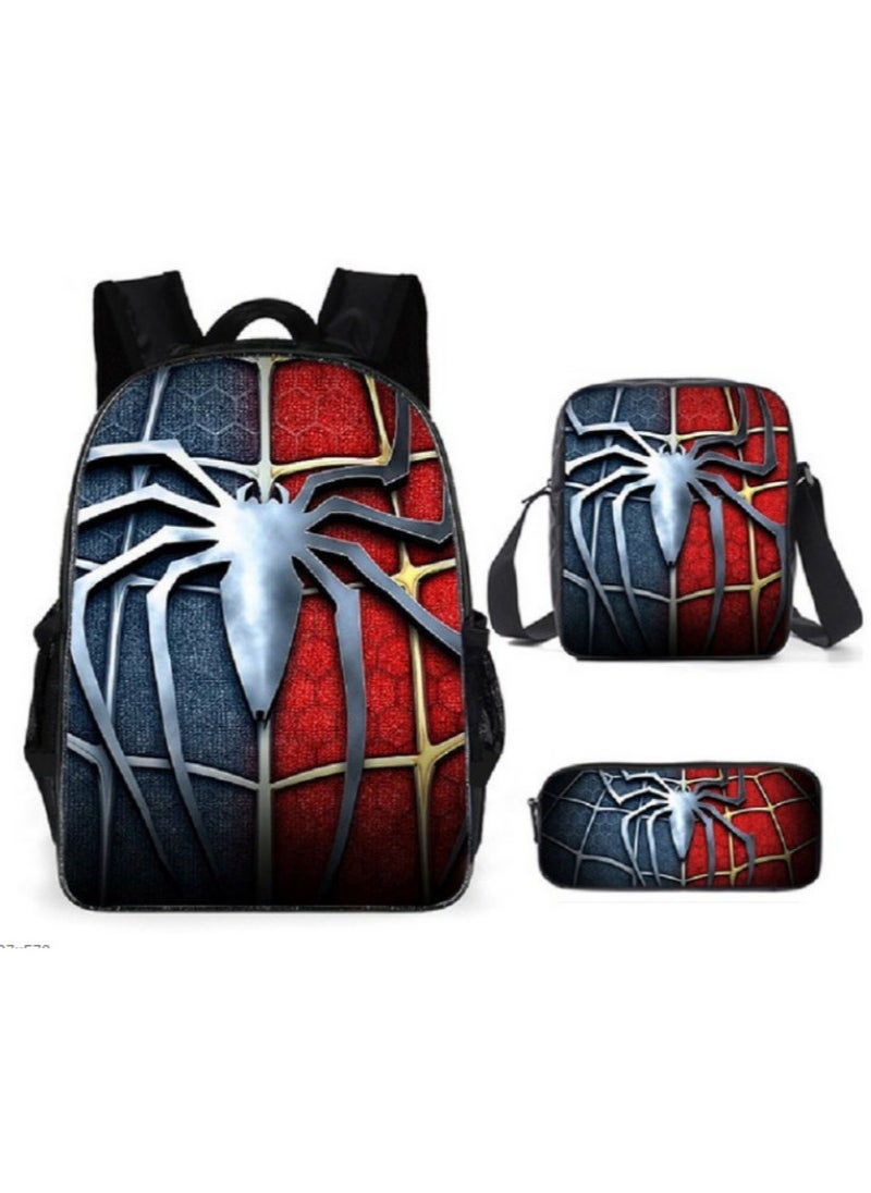 Spider-Man Spiderman Three-Piece Cartoon Backpack For Primary School Students 29*42*16cm 