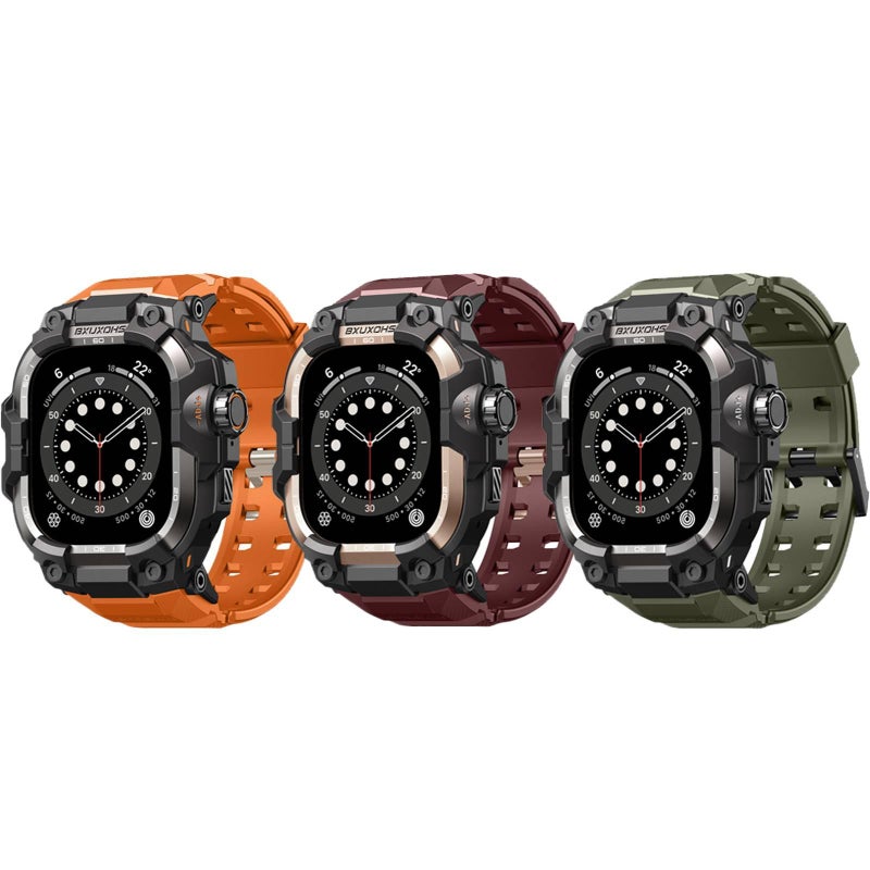 سوار ساعة ذكية باللون أسود قابل للتعديل سوار رياضي من السيليكون متوافق مع Apple Watch 42/44/45/49mm بملاءمة قابلة للتعديل وحزام بديل - Image 1