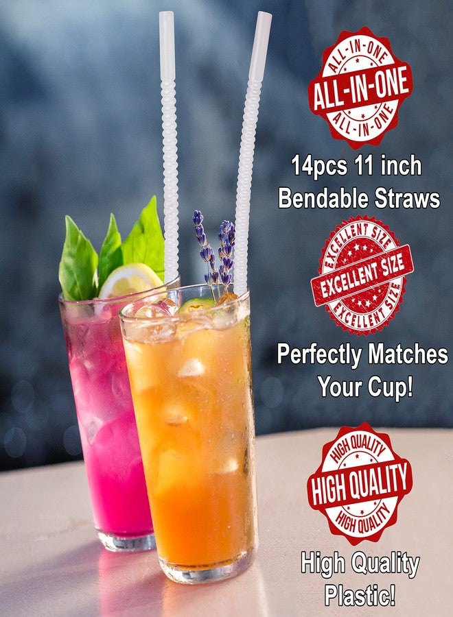 Diximus Bendable Straws - 11 inch Long Flexible Straws - Bendy Drinking Straw Reusable - 14 Pack - Image 2