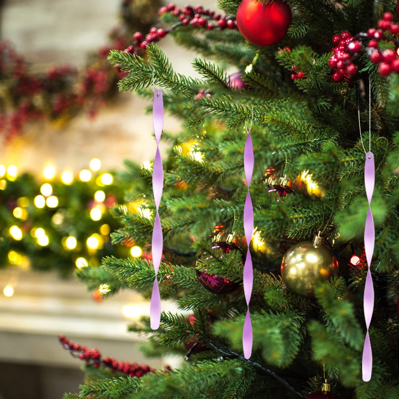 Luxtea 24 PCS Christmas Hanging Ornaments Twisted Aluminum Icicles for Wedding Halloween Holiday Tree Decorations (Matte 7''  Light Purple) - Image 3