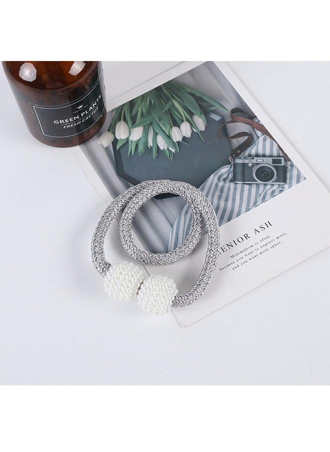 بي سيستر - One pair Non-punchable Bunching Curtains Pearl Strap Curtain Magnet Buckle - Image 1