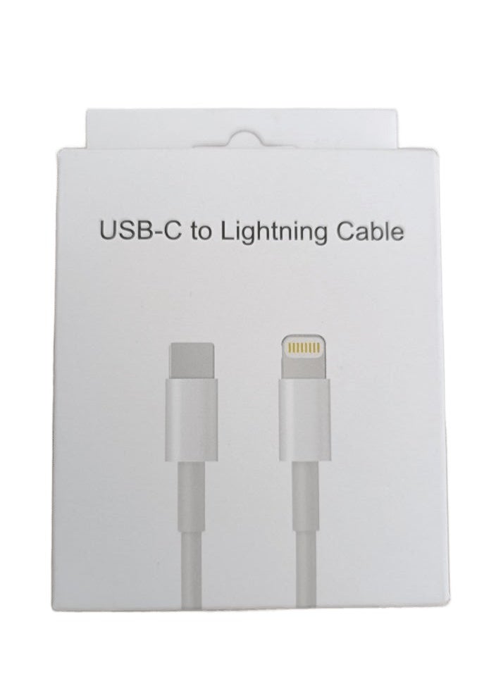 ماركة غير محددة - كابل شحن ايفون USB-C to lighning لون ابيض - Image 1