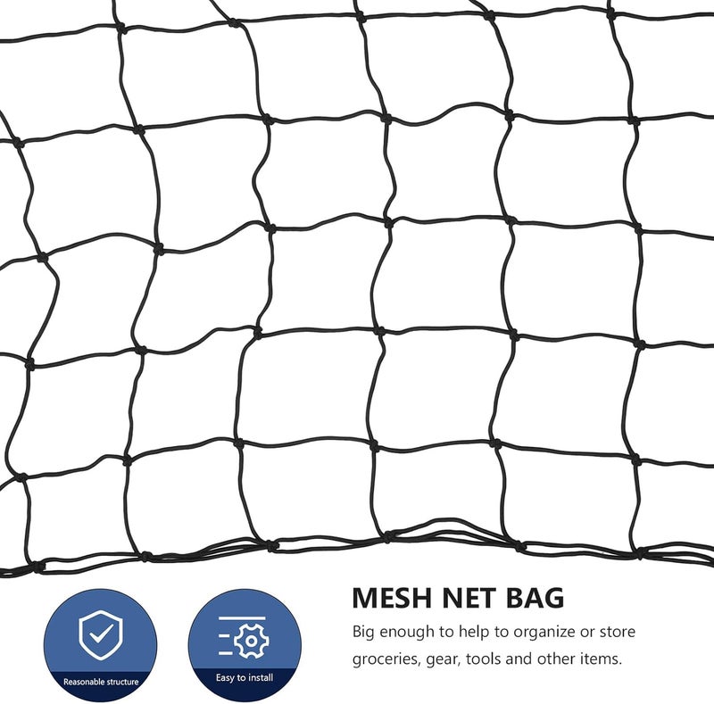 شبكة تخزين للبضائع في السيارة، مجموعة من 13 قطعة، مصنوعة من مادة مرنة، مزودة بحبل مطاطي بسمك 5 مم و12 خطافًا بلاستيكيًا، مناسبة لتنظيم محتويات صندوق الشاحنة أو السيارة. - Image 3