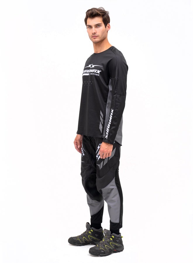 SHARMAX Jersey Set, Long Sleeve Performance Top and Pants, Sports and Casual Wear (Black/Gray)