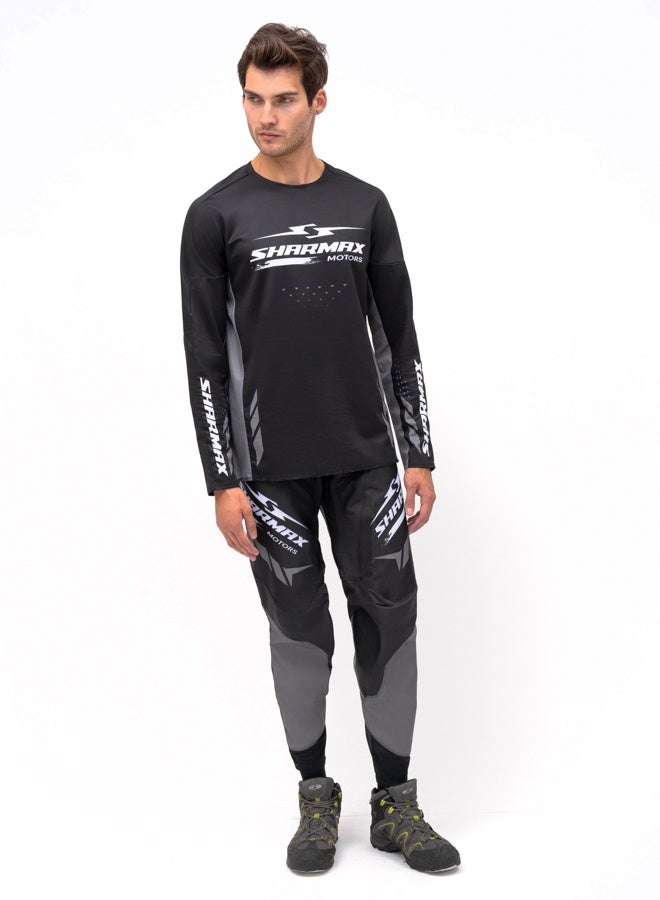 SHARMAX Jersey Set, Long Sleeve Performance Top and Pants, Sports and Casual Wear (Black/Gray)