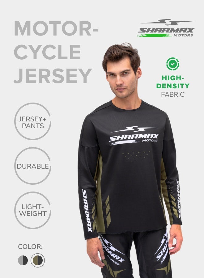 SHARMAX Jersey Set, Long Sleeve Performance Top and Pants, Sports and Casual Wear (Black/Gray)