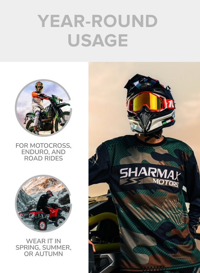 SHARMAX Jersey Set, Long Sleeve Performance Top and Pants, Sports and Casual Wear (Black/Gray)