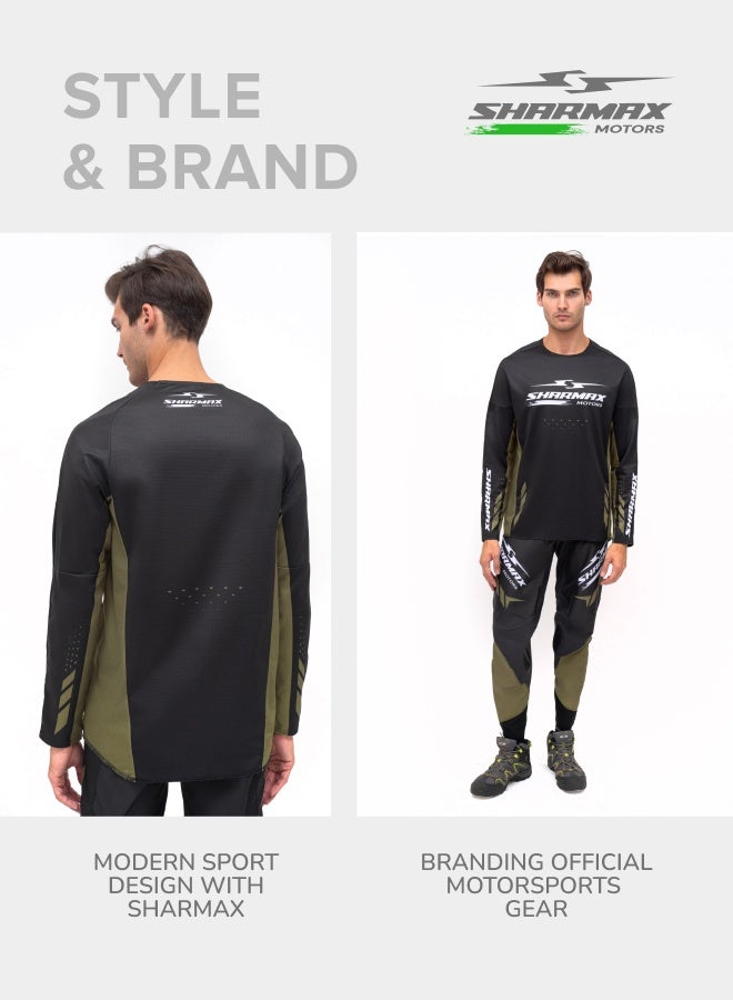 SHARMAX Jersey Set, Long Sleeve Performance Top and Pants, Sports and Casual Wear (Black/Gray)