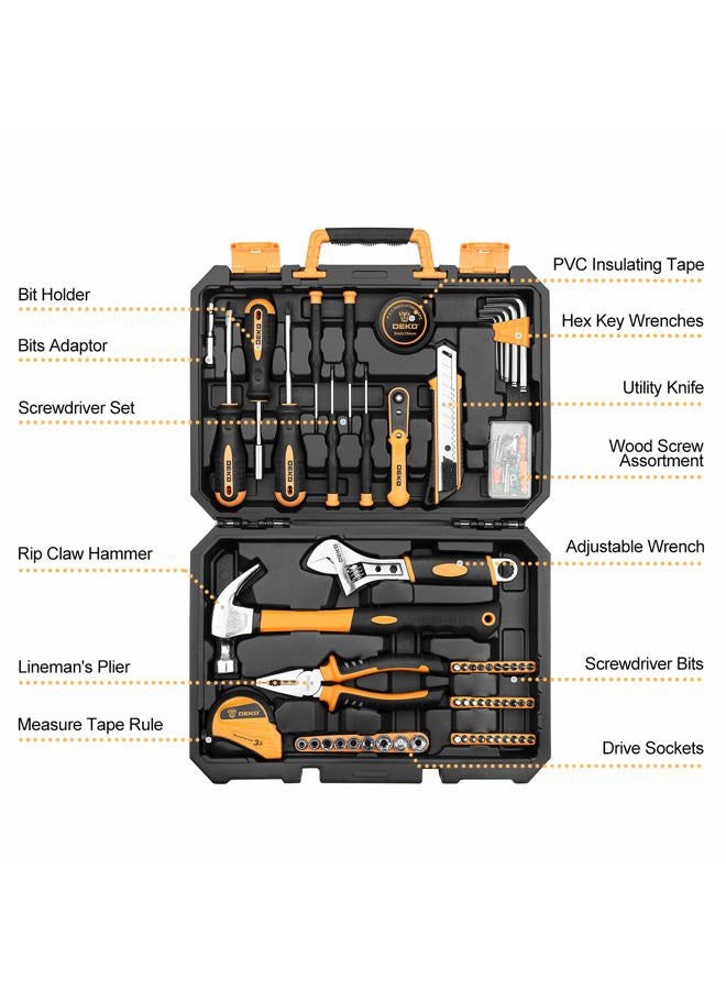DEKOPRO 100 Piece Home Repair Tool Set,General Household Hand Tool Kit with Plastic Tool Box Storage - Image 3