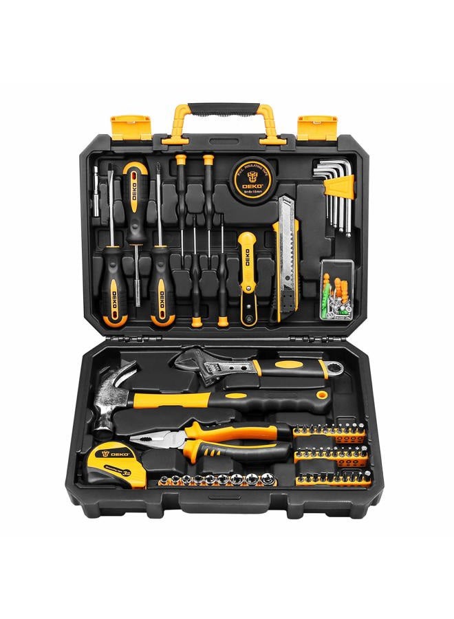 DEKOPRO 100 Piece Home Repair Tool Set,General Household Hand Tool Kit with Plastic Tool Box Storage - Image 1